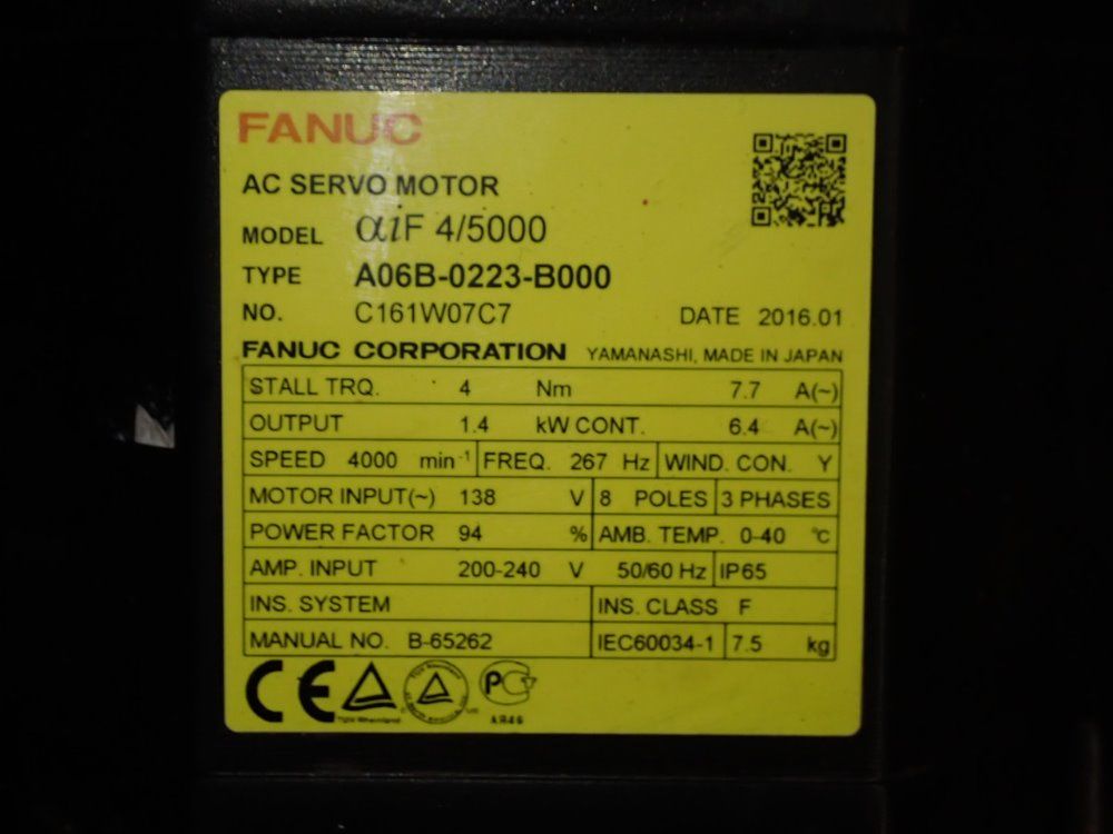 Fanuc 1.4 Kw Servo Motor - A06b-0223-b000