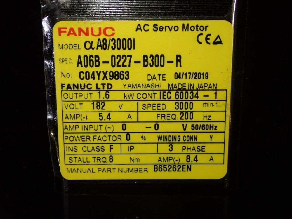Fanuc 1.6 Kw Servo Motor - A06b-0227-b300-r