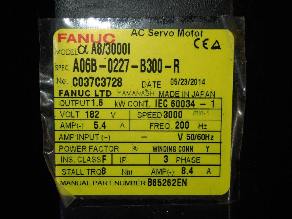 Fanuc 1.6 Kw Servo Motor - A06b-0227-b300-r
