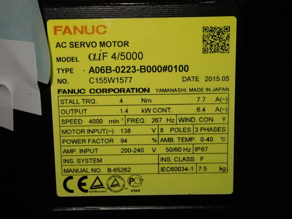 Fanuc 1.4 Kw Servo Motor - A06b-0223-b000#0100