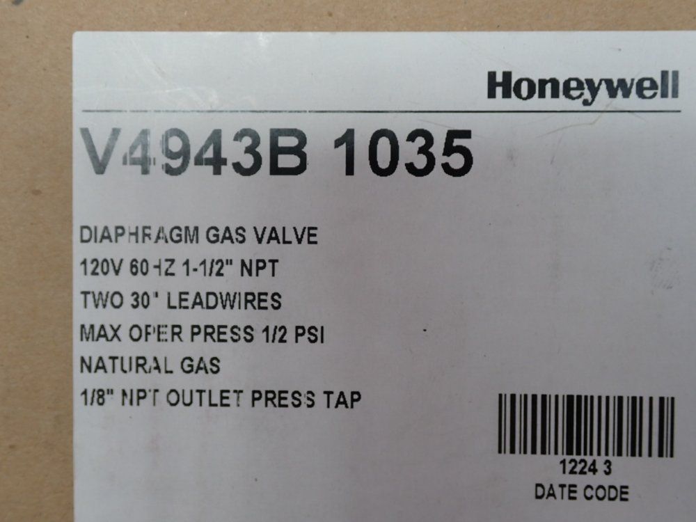 Honeywell 1/2psi Gas Valve - V4943b-1035