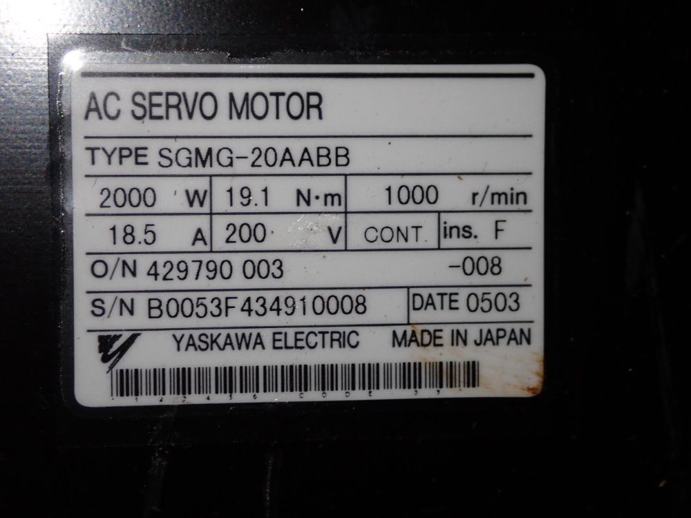 Yaskawa Servo Motor - Sgmg-20aabb