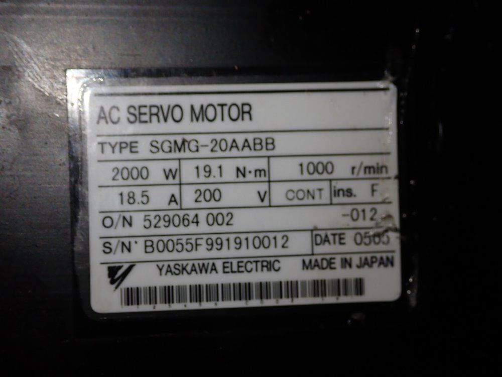 Yaskawa Servo Motor - Sgmg-20aabb