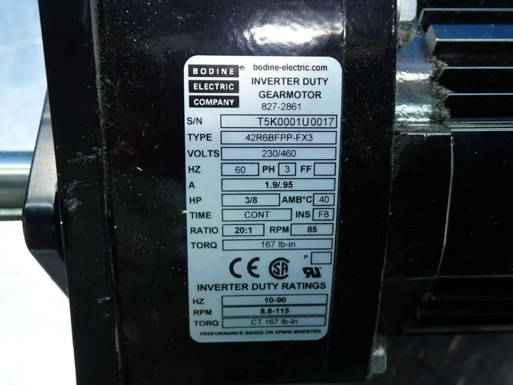 Bodine Electric Co. 3/8hp 42r-fx-series Inverter Duty Gearmotor - 42r6bfpp-fx3