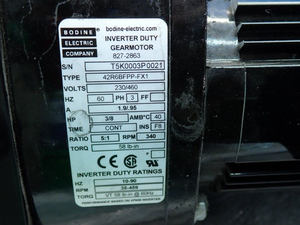 Bodine Electric Co. 3/8hp 42r-fx-series Inverter Duty Gearmotor - 42r6bfpp-fx1
