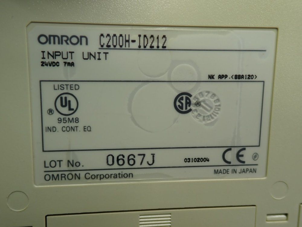 Omron Sysmacc200 16-channel Dc Input Module C200h-series, 2pcs - C200h-id212