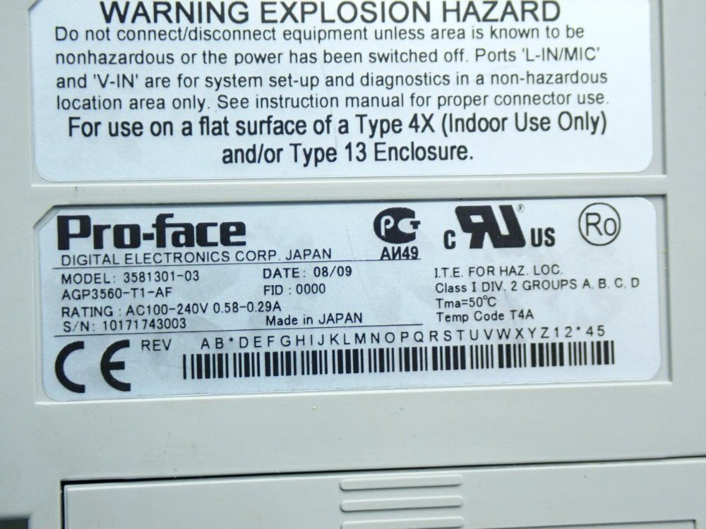 Proface 10.4" Tft Color Lcd High-resolution 10.4-inch Tft Color Lcd Operator Interface Unit - Agp3560-t1-af