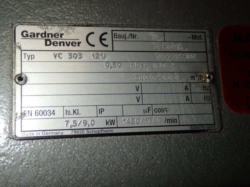 Rietschle / Gardner Denver Dual Vacuum Pump