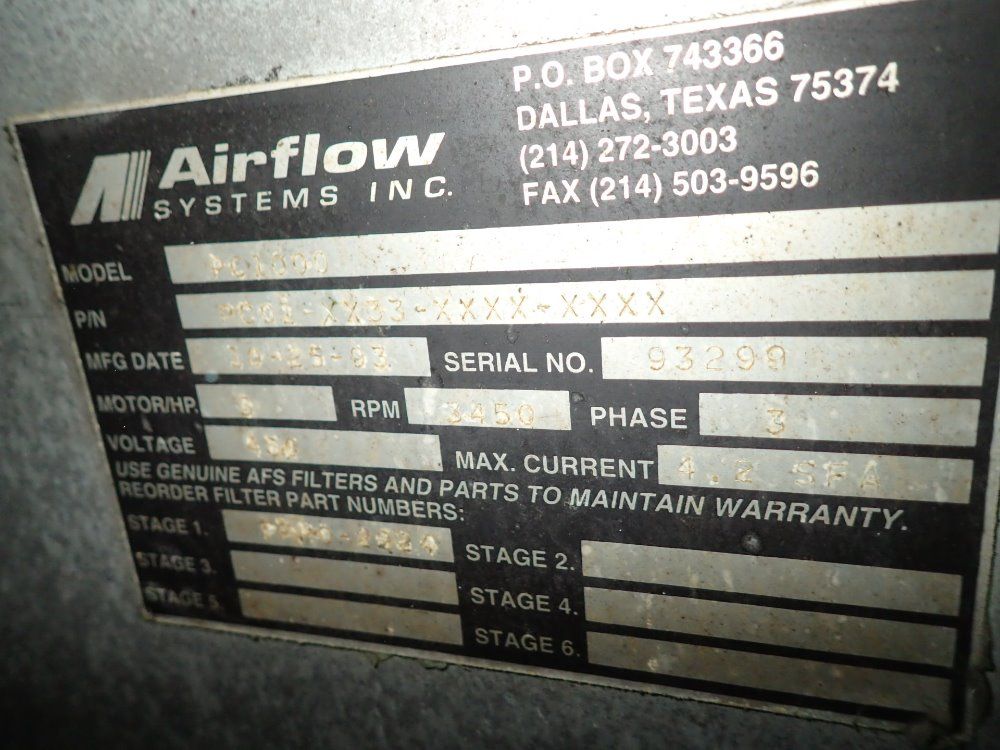 Dust - Pak / Airflow Systems Dust Collector