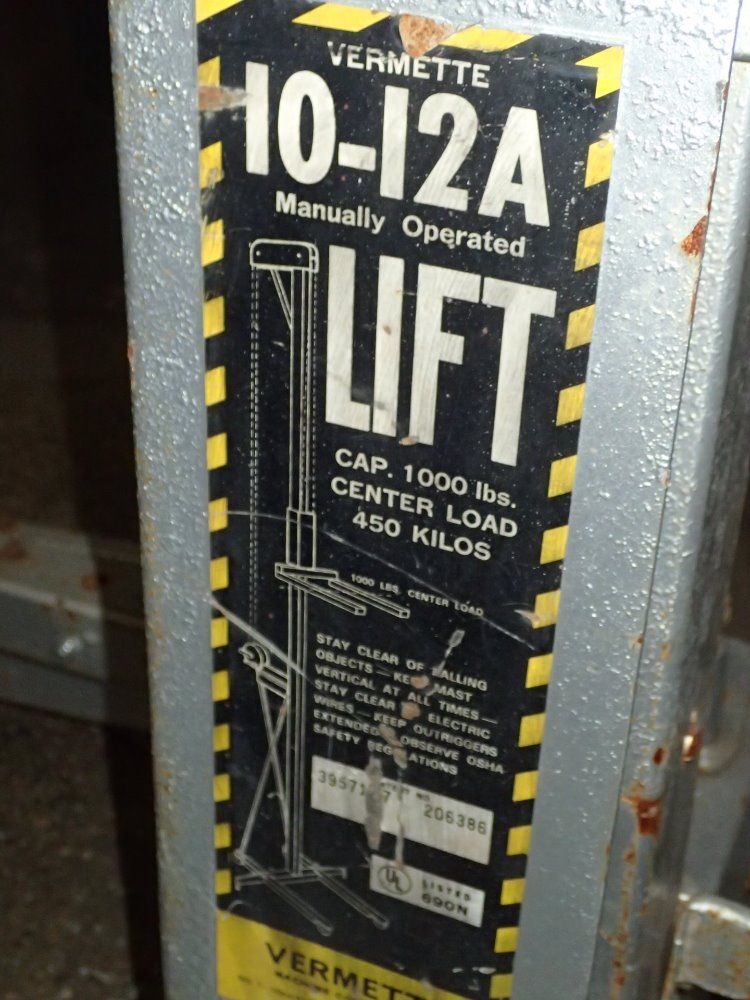 Vermette 1000# Cable Lift - 10-12a