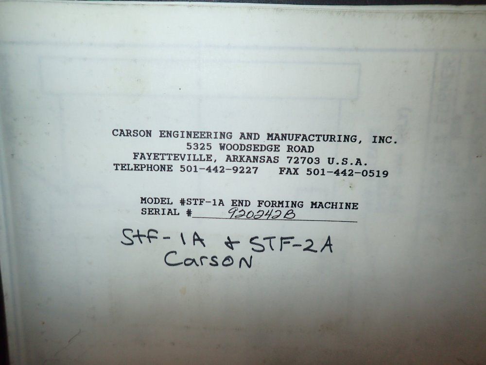 Carson End Forming Machine