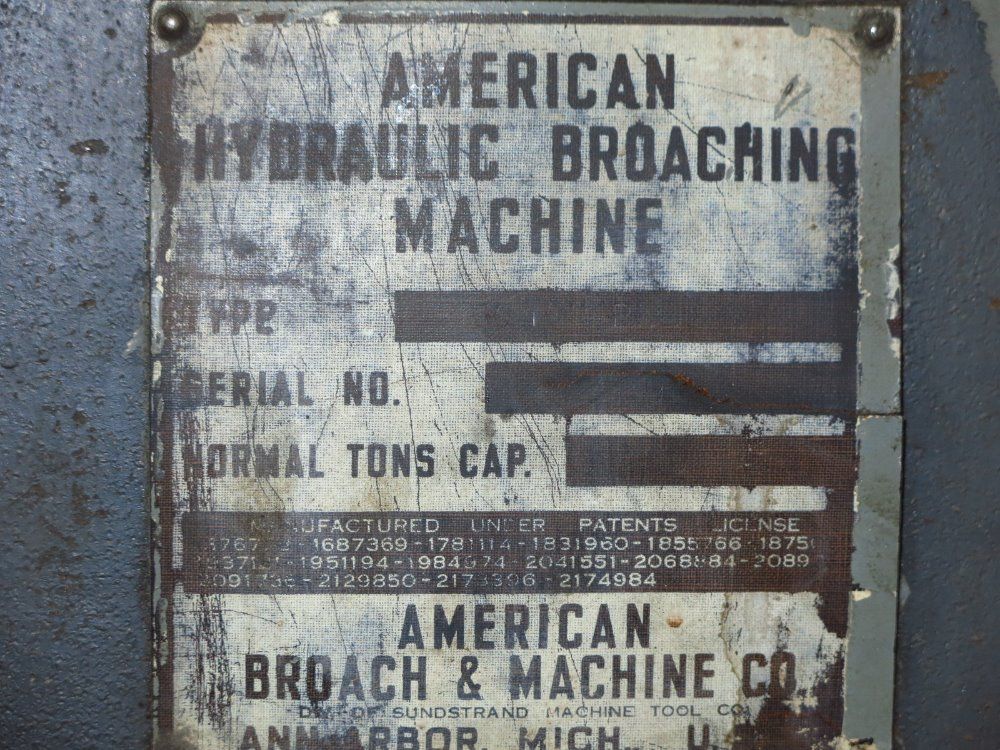 Sundstrand / American Broach Machine Hydraulic Broach Machine