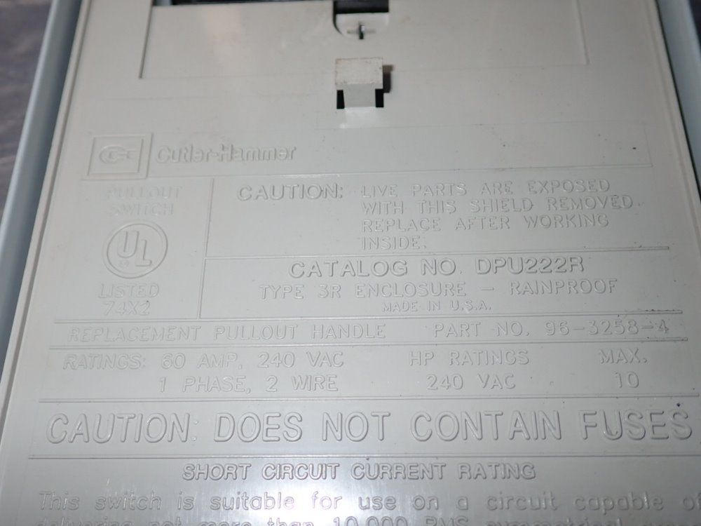 Cutler Hammer Pullout Switch