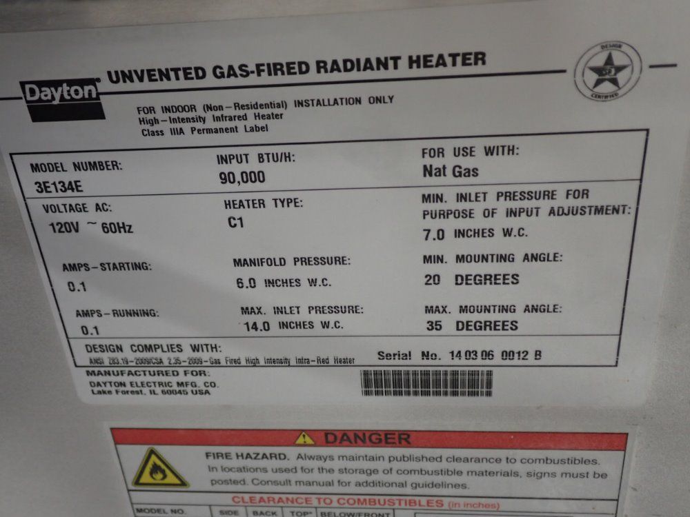 Dayton Natural Gas Heater