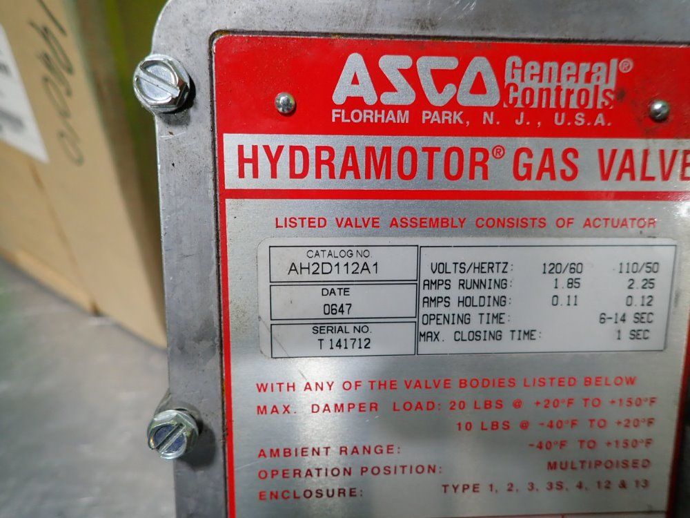 Asco Ah2d112a1 Hydramotor Gas Valve - Ah2d112a1