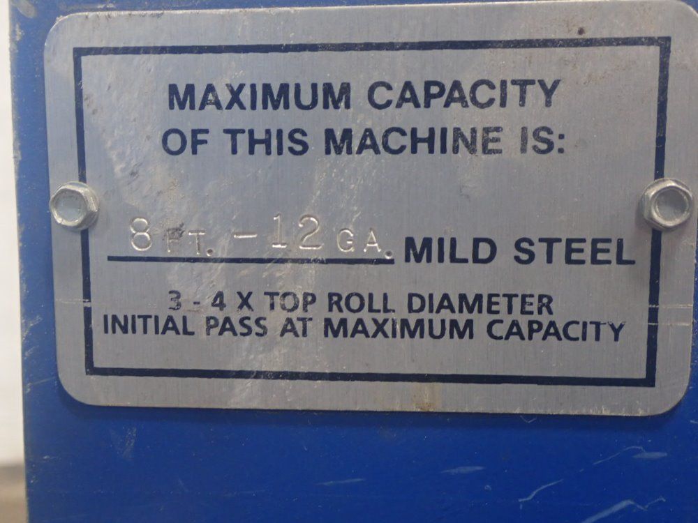 New Dimension/built-rite 98"/8ft-12 Ga. Mild Steel S8.105noe Power Bending Rolls - S8.105noe