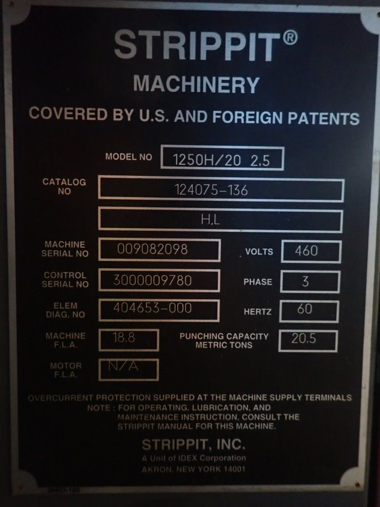 Strippit 1250h/20 2.5 Cnc Turret Punch - 1250h/20 2.5