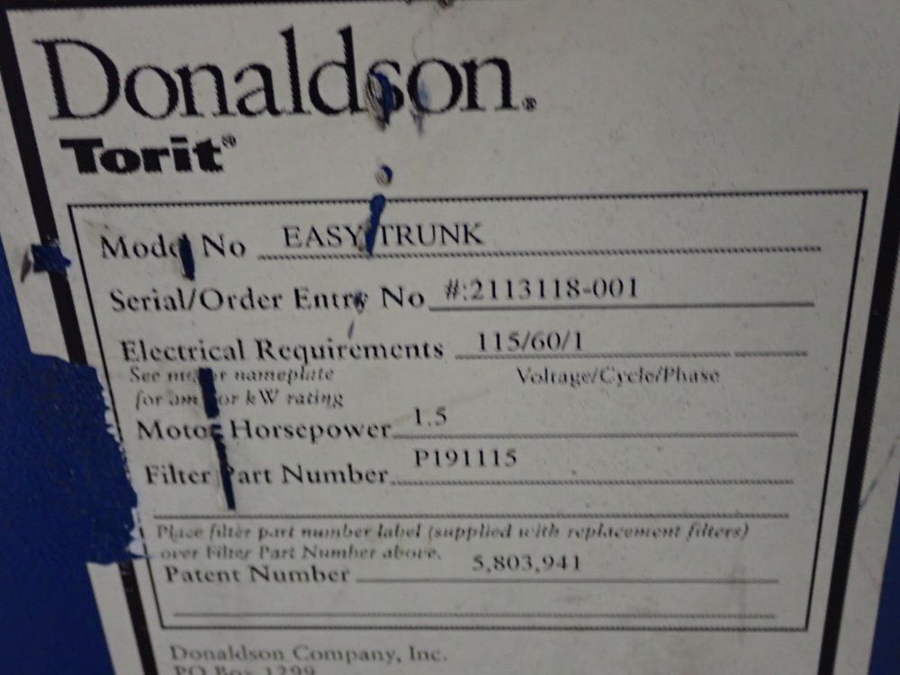 Donaldson Torit Easy Trunk Fume Extractor - Easy Trunk