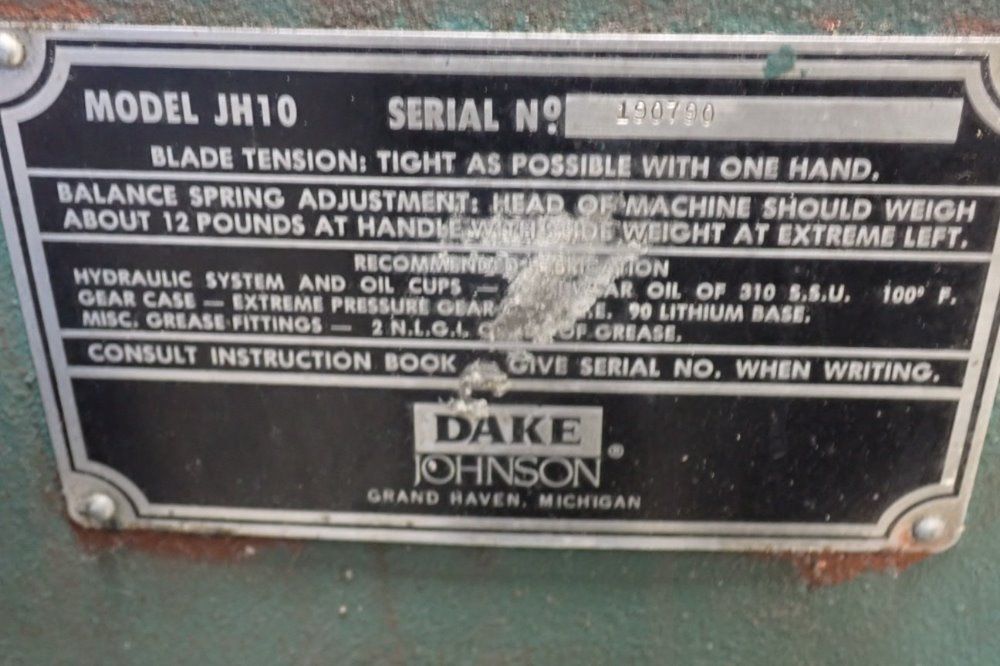 Dake Johnson Horizontal Bandsaw - Jh10