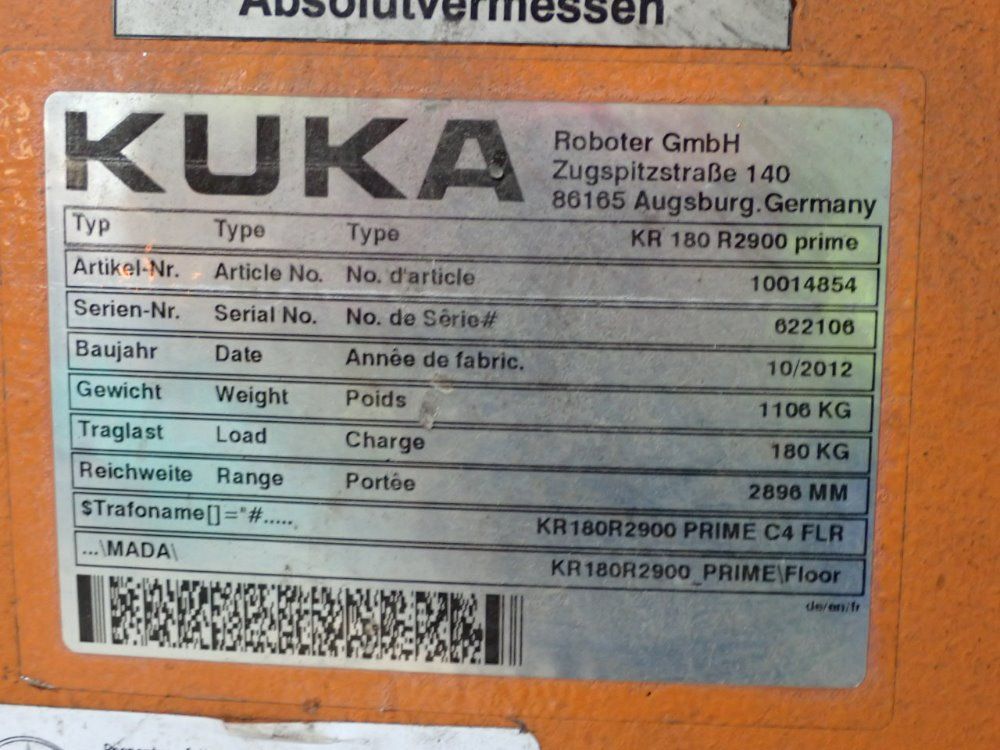 Kuka Robot - Kr 180 R2900 Prime