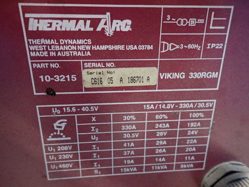 Thermal Arc 330a Welder - Viking 330rgm