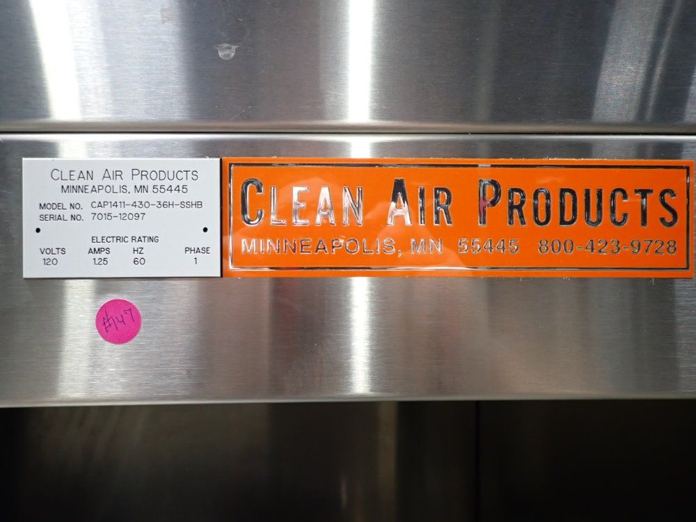 Clean Air Products Horizontal Laminar Flow Clean Bench - Cap1411-430-36h-sshb