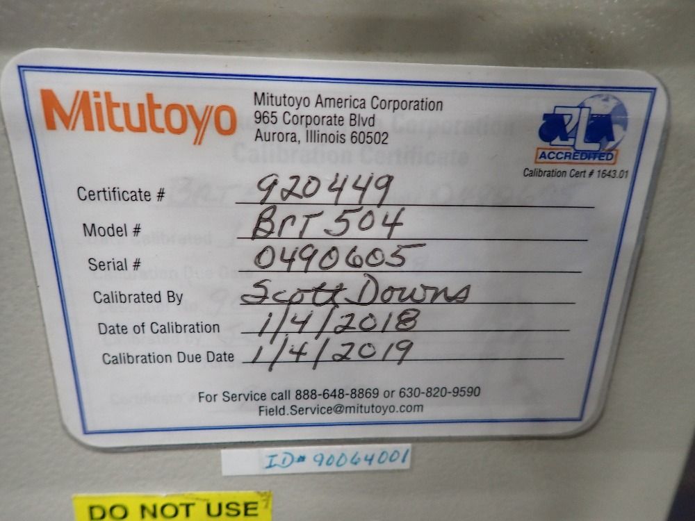 Mitutoyo Cmm - Brt504