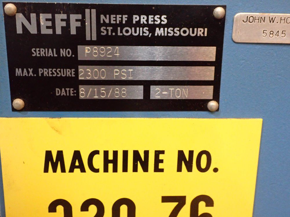 Neff 2 Ton Hydraulic Press