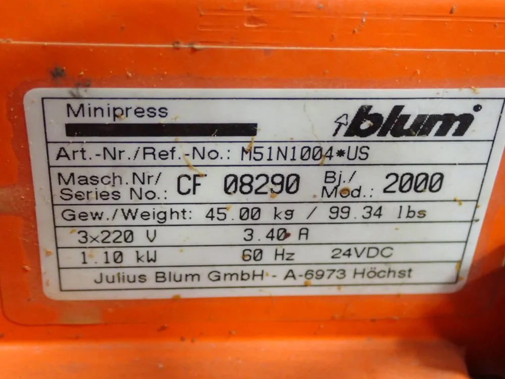 Blum 1.75" Thickness Boring Machine - M51n1004
