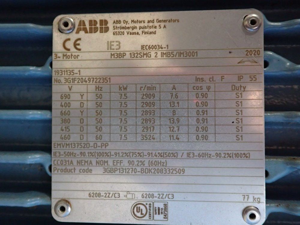 Abb 18" Turbine, 10hp Motor & Turbine - M3bp 132smg 2 Imb5/im3001