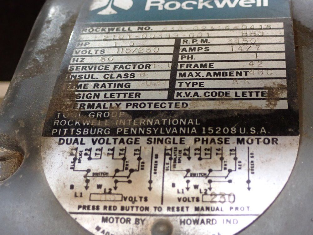 Rockwell/delta 1.5hp/14.7a Radial Arm Saw