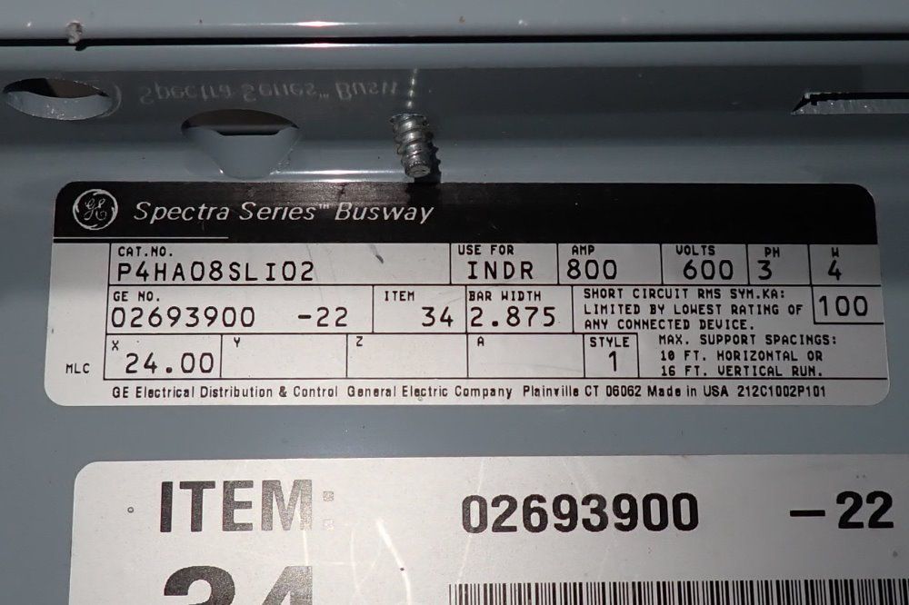 General Electric 800a/600 V Bus Way - P4ha08sli02