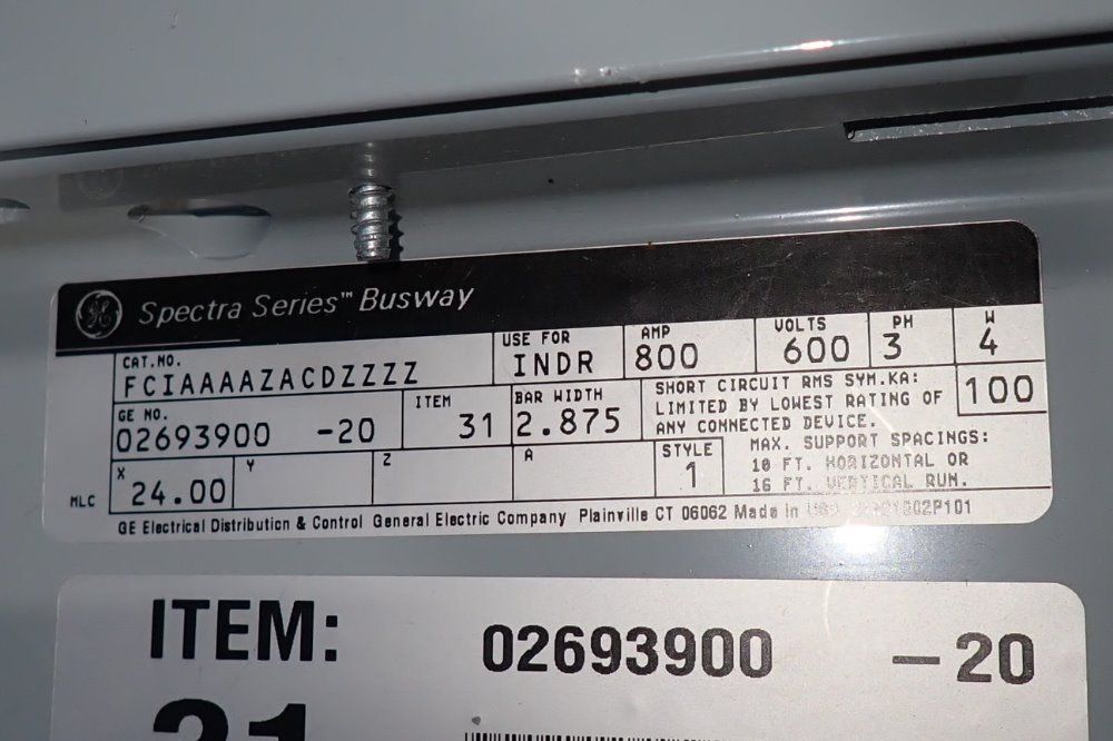 General Electric 800a/600 V Bus Way - P4ha08sli02