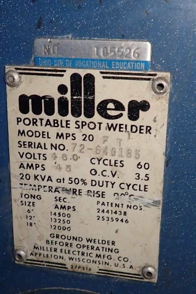 Miller 460v/95 A Spot Welder