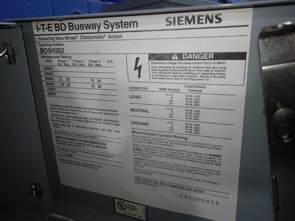 I-t-e 60 Amps Busway Switch - Bos14352