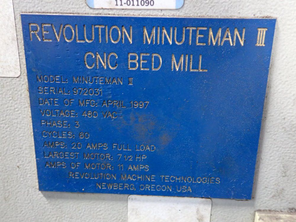 Revolution 54" X 12" Cnc Vertical Mill - Minuteman Iii