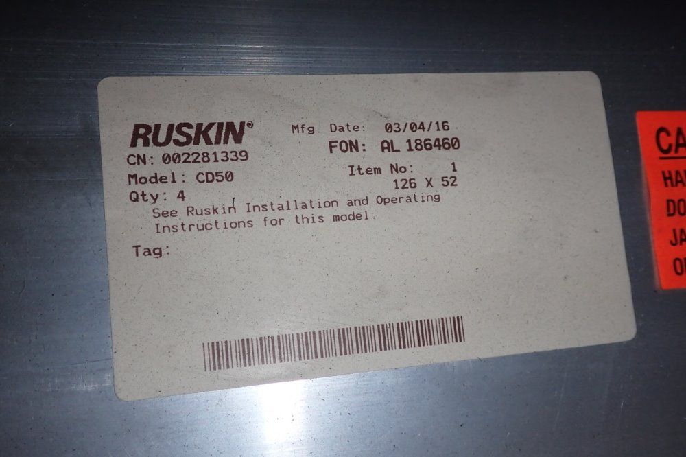 Ruskin 126" X 52" Backdraft Dampers - Cd50
