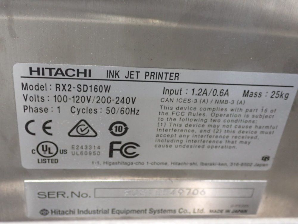 Hitachi 1.2a Inkjet Printer - Rx2-sd160w