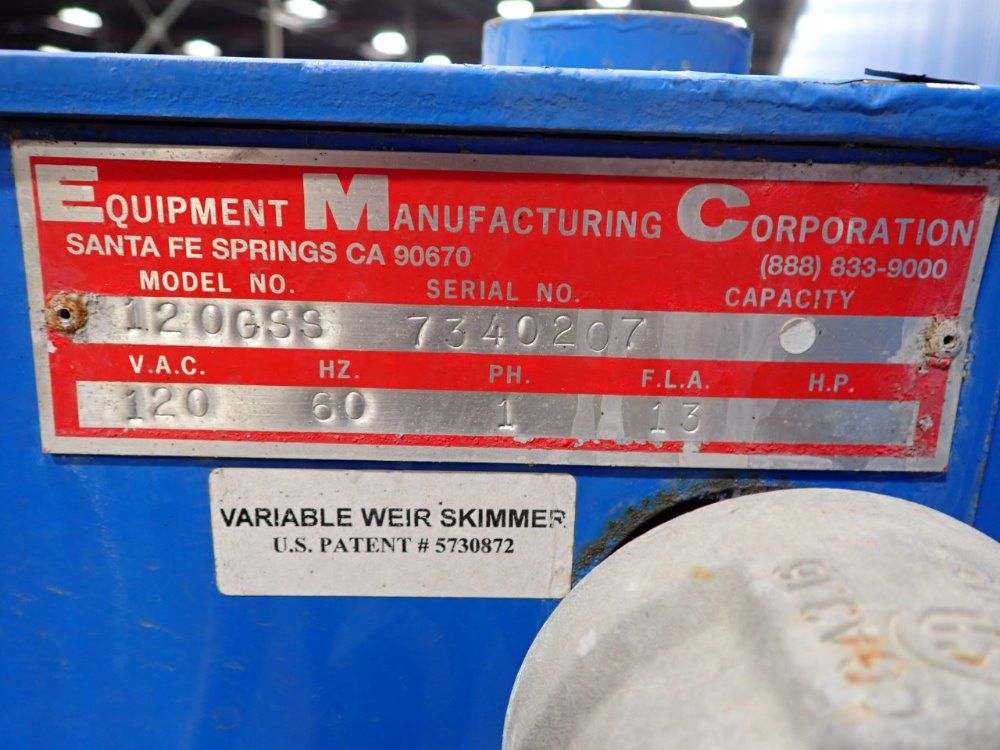 Equipment Manufacturing Corp 15gph Evap Rate, 120gal Capacity Water Evaporator - 120gss