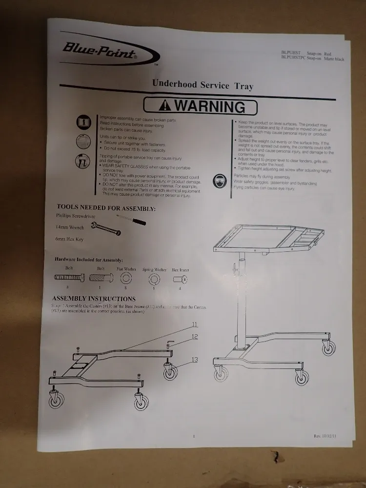 Blue-point Underhood Service Tray