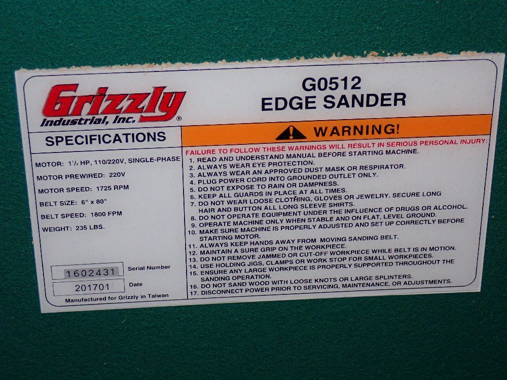 Grizzly Edge Sander