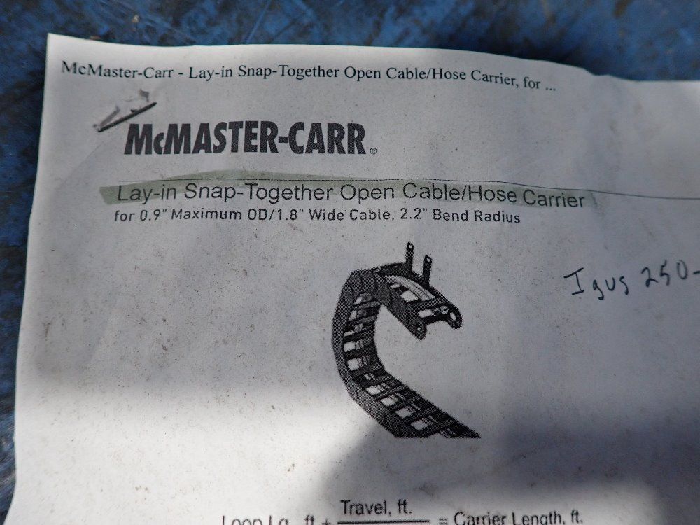 Used Mcmaster Carr Layin Snaptogether Open Cable/hose Carrier