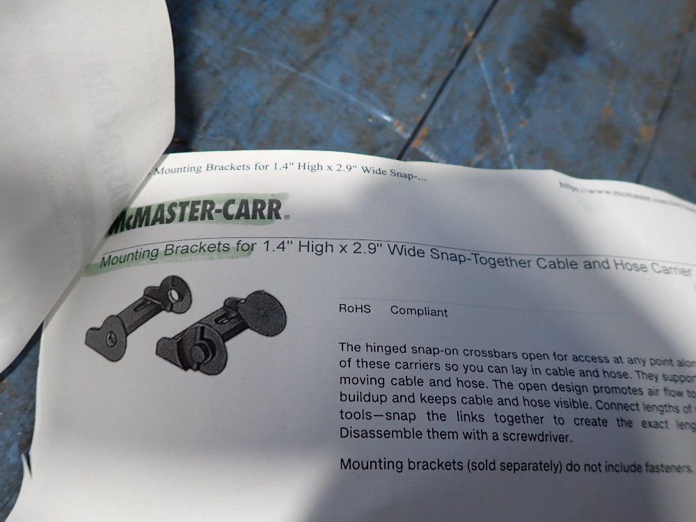 Used Mcmaster Carr Layin Snaptogether Open Cable/hose Carrier