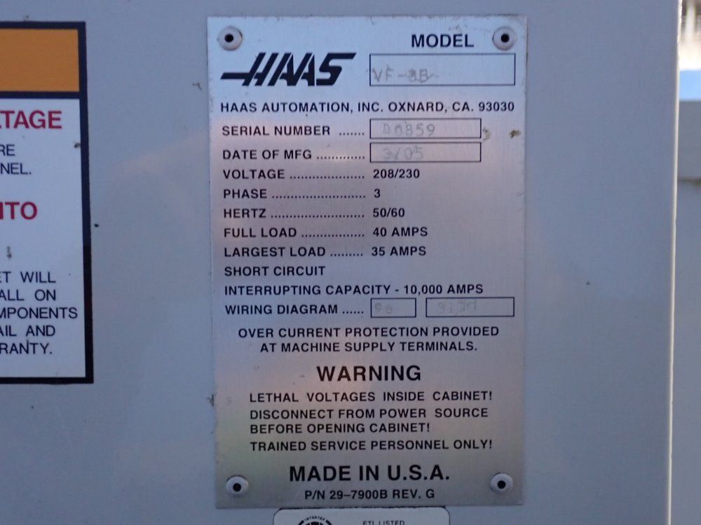 Haas 2005 Haas Vf3b Cnc Vmc