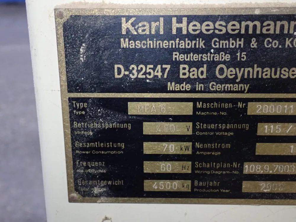 Heesemann 2000 Heesemann Mfa 6 Belt Sander