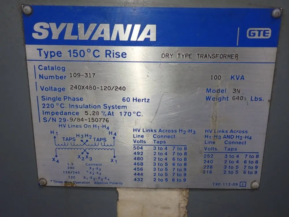Sylvania Transformer