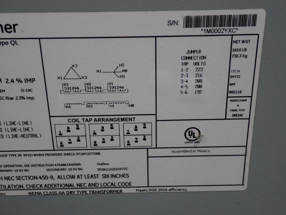 General Electric 150 Kva 150 Kva Transformer - 9t10c1346