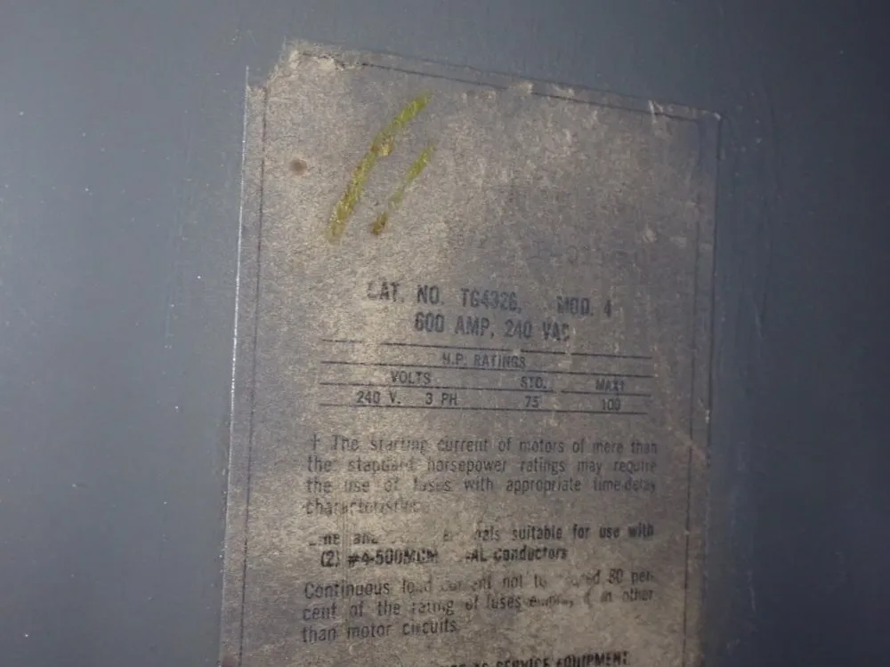 240v/ 600a Fusible Disconnect - Tg4326