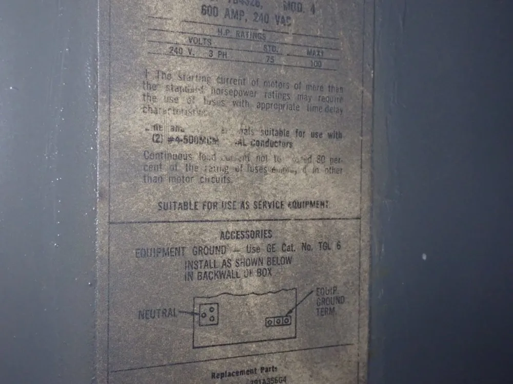 240v/ 600a Fusible Disconnect - Tg4326