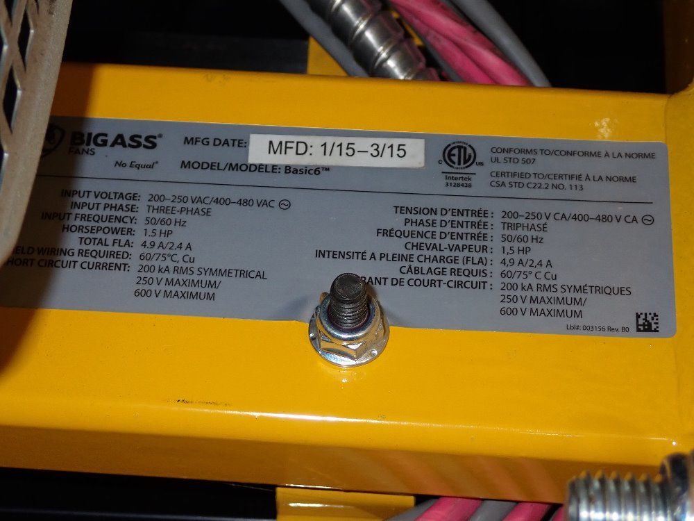 Big Ass Fans 1.5 Hp 2015 Big Ass Fans Basic 6 Ceiling Fan - Basic 6